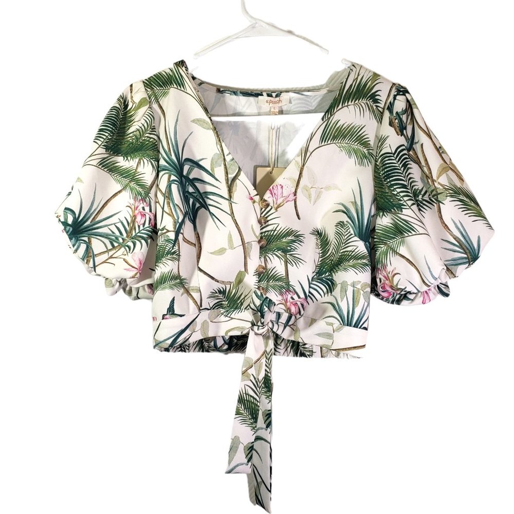 Tropical Print Crop Top